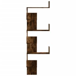 Berkfield Home Wall Corner Shelf Smoked Oak 45x45x147 cm Engineered Wood in Brown - Size: 45 x 45 x 147 cm - thumbnail 5