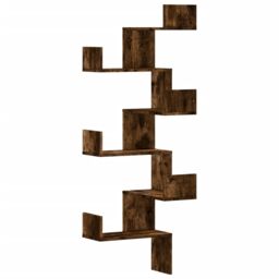 Berkfield Home Wall Corner Shelf Smoked Oak 45x45x147 cm Engineered Wood in Brown - Size: 45 x 45 x 147 cm - thumbnail 2