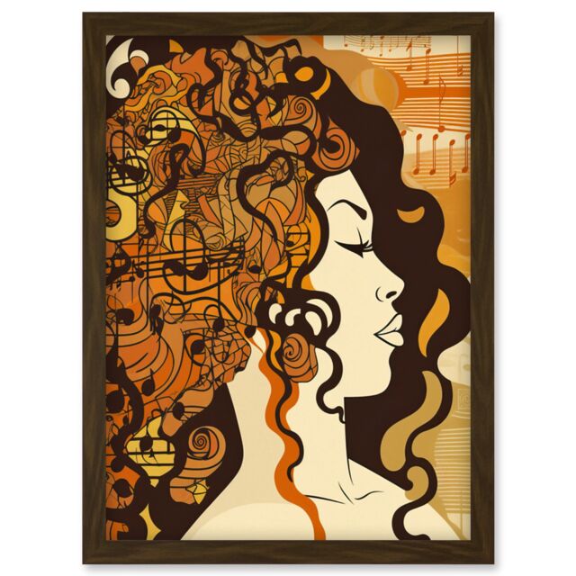 Artery8 Music Festival Retro Illustration Boho Poster Artwork Framed Wall Art Print A4 in Brown - image 1