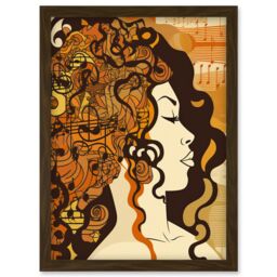 Artery8 Music Festival Retro Illustration Boho Poster Artwork Framed Wall Art Print A4 in Brown - thumbnail 1