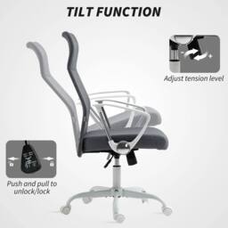 NESTLUNE High Back Office Chair, Computer Desk Chair in Grey - Size: 100 cm x 60 cm - thumbnail 5