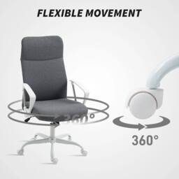 NESTLUNE High Back Office Chair, Computer Desk Chair in Grey - Size: 100 cm x 60 cm - thumbnail 3