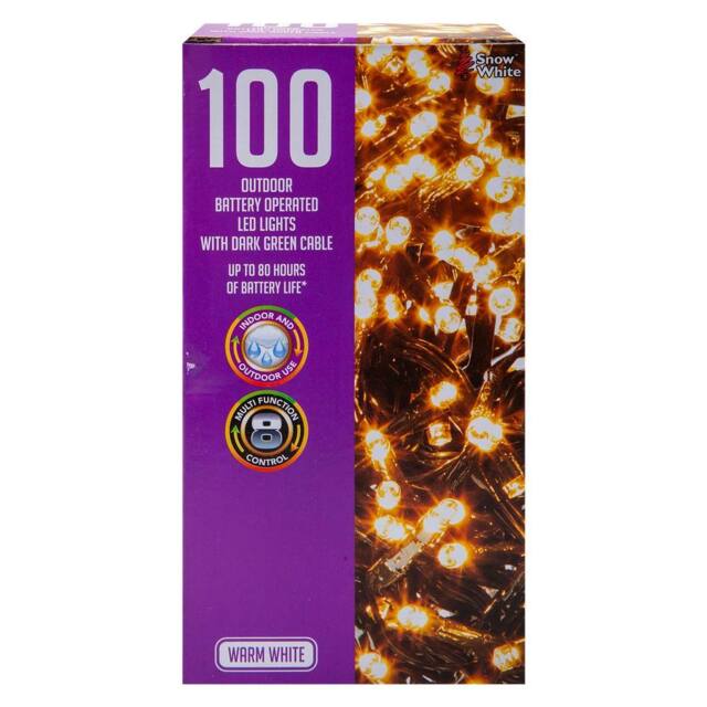 VFM e-Store Christmas Warm White String Lights 100 Bulbs 8m 50cm Lead X 1 - image 1