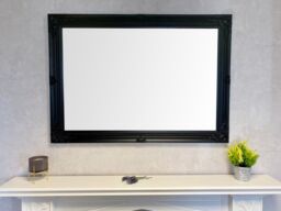 Downton Interiors Antique Style Extra Large Black Wood Frame Wall Mirror 106cm x 75cm - Size: XL - thumbnail 1