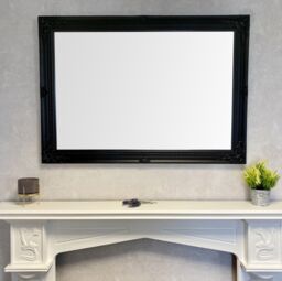 Downton Interiors Antique Style Extra Large Black Wood Frame Wall Mirror 106cm x 75cm - Size: XL - thumbnail 4