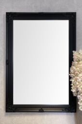 Downton Interiors Antique Style Extra Large Black Wood Frame Wall Mirror 106cm x 75cm - Size: XL - thumbnail 3
