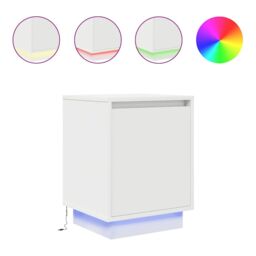 Berkfield Home Bedside Cabinets with LED Lights¬†2 pcs White 38x34x50 cm - Size: 38 x 34 x 50 cm - thumbnail 2