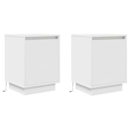 Berkfield Home Bedside Cabinets with LED Lights¬†2 pcs White 38x34x50 cm - Size: 38 x 34 x 50 cm - thumbnail 3