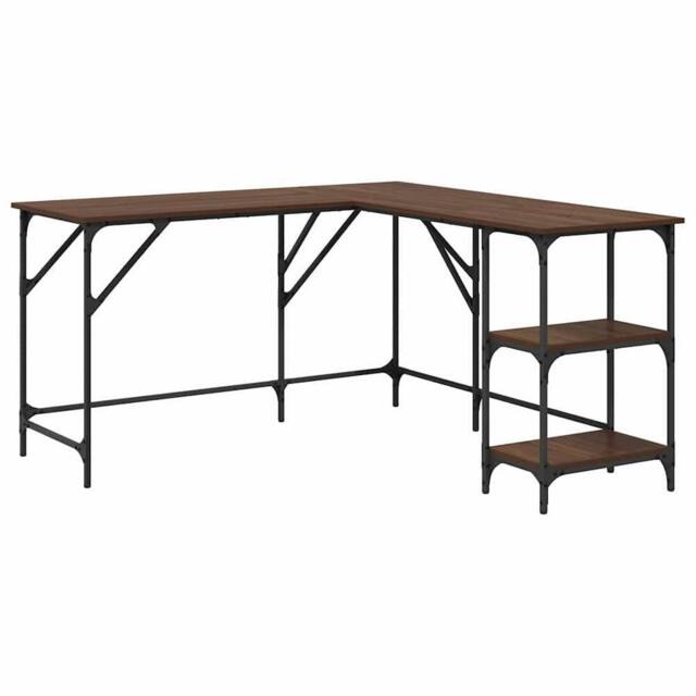 Berkfield Home Desk Brown Oak 139x139x75 cm Engineered Wood - Size: 139 x 139 x 75 cm - image 1