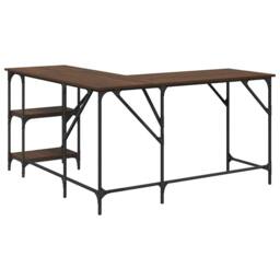 Berkfield Home Desk Brown Oak 139x139x75 cm Engineered Wood - Size: 139 x 139 x 75 cm - thumbnail 7