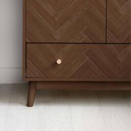 Birlea 2 Door 1 Drawer Walnut Wardrobe Herringford Chevron Parquet in Brown - thumbnail 3