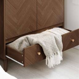 Birlea 2 Door 1 Drawer Walnut Wardrobe Herringford Chevron Parquet in Brown - thumbnail 2