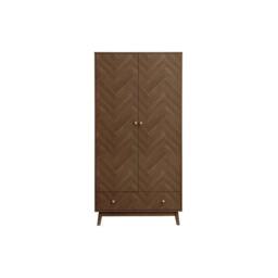 Birlea 2 Door 1 Drawer Walnut Wardrobe Herringford Chevron Parquet in Brown - thumbnail 7