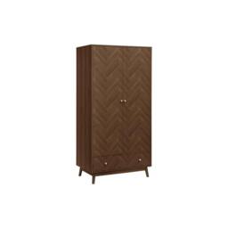 Birlea 2 Door 1 Drawer Walnut Wardrobe Herringford Chevron Parquet in Brown - thumbnail 6
