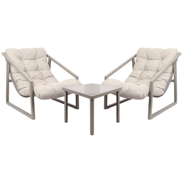Harbour Housewares 3 Piece Padded Patio Bistro Set in Beige - image 1