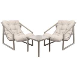 Harbour Housewares 3 Piece Padded Patio Bistro Set in Beige