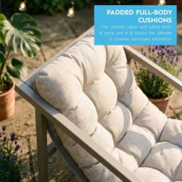 Harbour Housewares 3 Piece Padded Patio Bistro Set in Beige - thumbnail 5