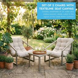 Harbour Housewares 3 Piece Padded Patio Bistro Set in Beige - thumbnail 3