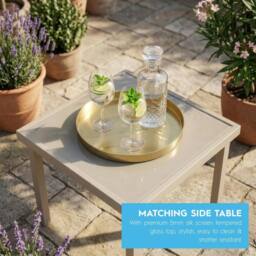 Harbour Housewares 3 Piece Padded Patio Bistro Set in Beige - thumbnail 6