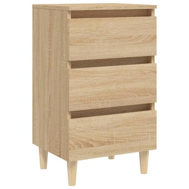 Berkfield Home Bed Cabinet with Solid Wood Legs Sonoma Oak 40x35x69 cm in Light Tan - Size: 40 x 35 x 69 cm - image 1