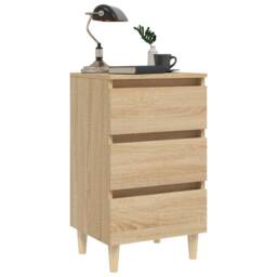 Berkfield Home Bed Cabinet with Solid Wood Legs Sonoma Oak 40x35x69 cm in Light Tan - Size: 40 x 35 x 69 cm - thumbnail 4