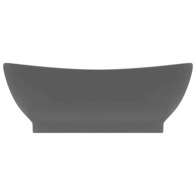 Berkfield Home Luxury Basin Overflow Oval Matt Dark Grey 58.5x39 cm Ceramic - image 1