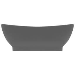 Berkfield Home Luxury Basin Overflow Oval Matt Dark Grey 58.5x39 cm Ceramic - thumbnail 1