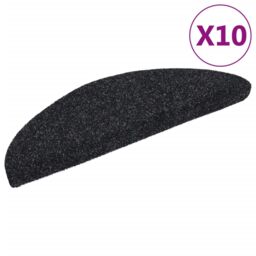 Berkfield Home Self-adhesive Stair Mats 10 pcs Black 56x17x3 cm Needle Punch - Size: Medium - thumbnail 2