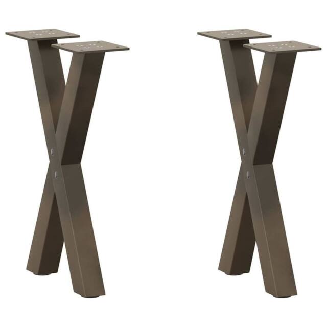Berkfield Home Coffee Table Legs X-Shaped 2 pcs Natural Steel 28x(42-43) cm Steel in Brown - image 1