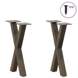 Berkfield Home Coffee Table Legs X-Shaped 2 pcs Natural Steel 28x(42-43) cm Steel in Brown - thumbnail 3