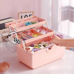 Kelvenix Plastic Storage Box With Expandable Tiers in Pink - thumbnail 5
