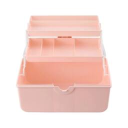 Kelvenix Plastic Storage Box With Expandable Tiers in Pink