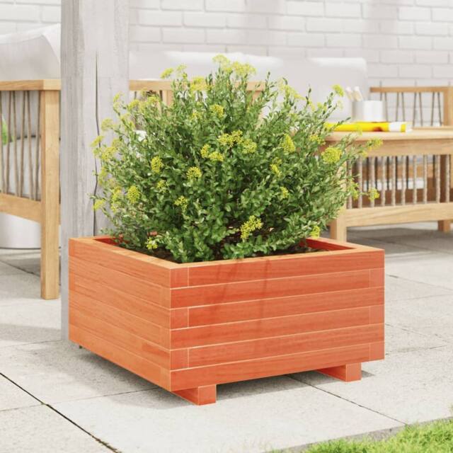 Berkfield Home Decorative Garden Planter Wax Brown 50x50x26.5 cm Solid Wood Pine - image 1