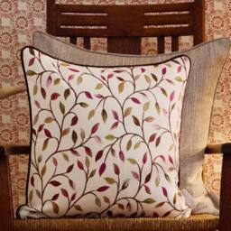 Voyage Maison Cervino Piped Jacquard Cushion in Dark Red - Size: 43 cm x 43 cm