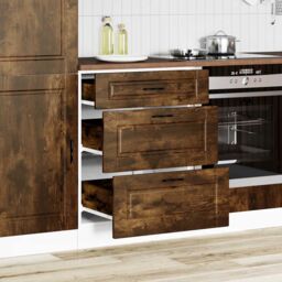 Berkfield Home Kitchen Base Cabinet Porto Smoked Oak Engineered Wood in Brown - thumbnail 3