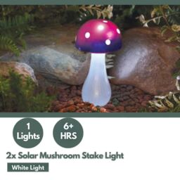 Marco Paul 2 Pack of Purple Resin Mushroom Solar Powered Garden Ornament 28cm - thumbnail 5