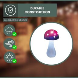 Marco Paul 2 Pack of Purple Resin Mushroom Solar Powered Garden Ornament 28cm - thumbnail 4
