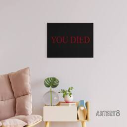"Artery8 E Sports You Died Souls Video Game Over Canvas Wall Art Print in Black - Size: W18"" x H24""" - thumbnail 3