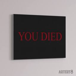 "Artery8 E Sports You Died Souls Video Game Over Canvas Wall Art Print in Black - Size: W18"" x H24""" - thumbnail 2