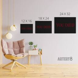 "Artery8 E Sports You Died Souls Video Game Over Canvas Wall Art Print in Black - Size: W18"" x H24""" - thumbnail 4