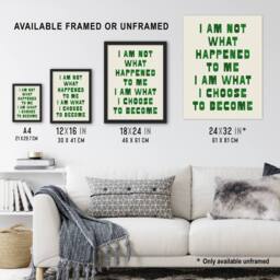 Artery8 I Am What I Choose To Become Bold Inspirational Framed Wall Art Print in Green - Size: A4 - thumbnail 3