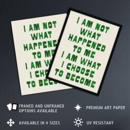 Artery8 I Am What I Choose To Become Bold Inspirational Framed Wall Art Print in Green - Size: A4 - thumbnail 2