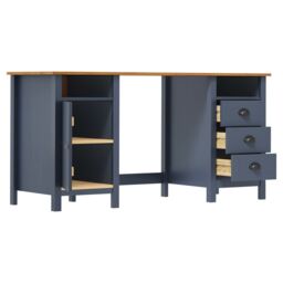 Berkfield Home Desk Hill Grey 150x50x74 cm Solid Pine Wood - Size: 150 x 50 x 74 cm - thumbnail 3