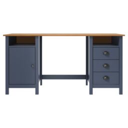 Berkfield Home Desk Hill Grey 150x50x74 cm Solid Pine Wood - Size: 150 x 50 x 74 cm - thumbnail 2