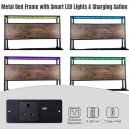 FURNITURE ONE Double Bed Frame with 4 Storage Drawers & Charging Station in Brown - thumbnail 8