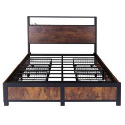 FURNITURE ONE Double Bed Frame with 4 Storage Drawers & Charging Station in Brown - thumbnail 6