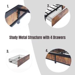 FURNITURE ONE Double Bed Frame with 4 Storage Drawers & Charging Station in Brown - thumbnail 7