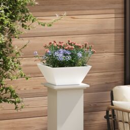 Berkfield Home Garden Bowl Planter White 35x35x15 cm Steel - Size: 35 x 35 x 15 cm - thumbnail 4