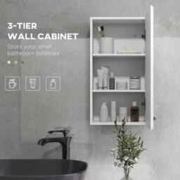 NESTLUNE Bathroom Wall Cabinet, High Gloss Soft-Close Storage in White - thumbnail 3