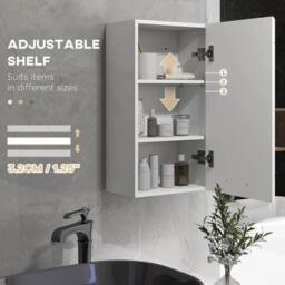 NESTLUNE Bathroom Wall Cabinet, High Gloss Soft-Close Storage in White - thumbnail 2